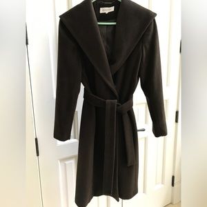 Calvin Klein Chocolate Brown Wool Blend Wrap Coat Size 4